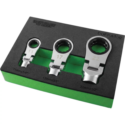 VIM Tools DDFRA100 3-pc. Dual Drive Flex Ratcheting Attachment Set
