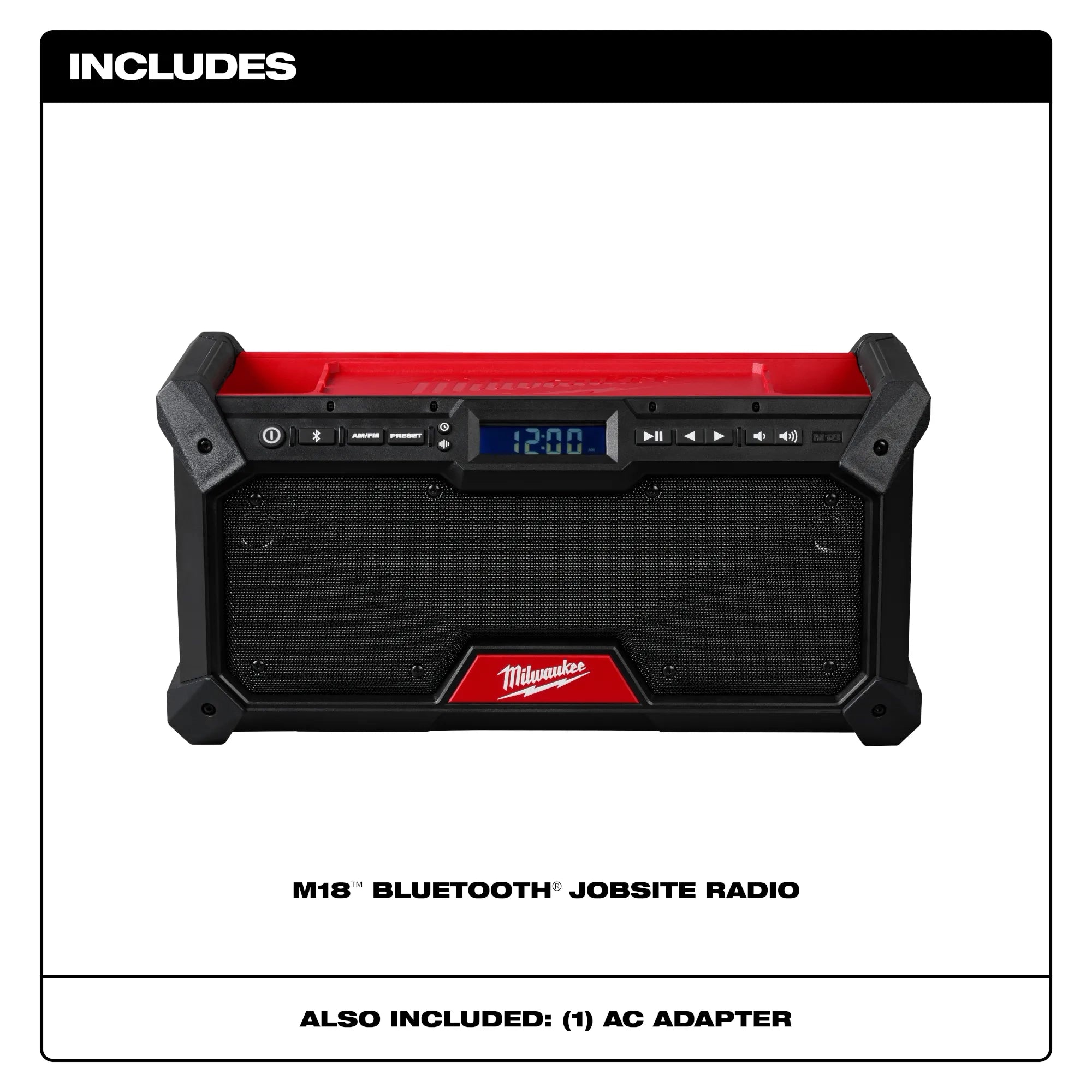 Milwaukee Tool 2952-20 M18 Bluetooth Jobsite Radio - includes radio and AC adapter