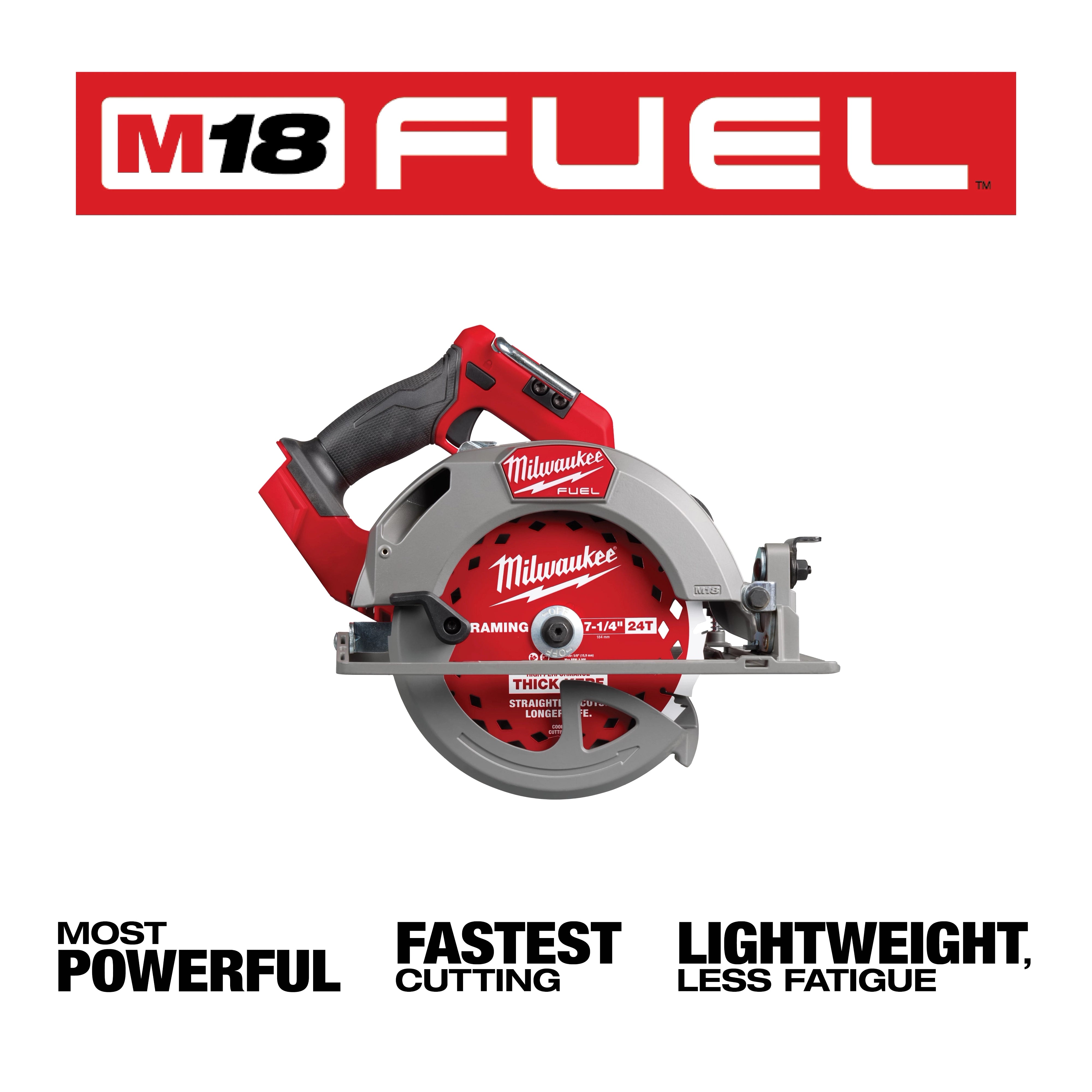 Milwaukee Tool M18 FUEL 7-1/4 in Circular Saw - Most Powerful, Fastest Cutting, Lightweight Less Fatigue