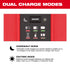 Milwaukee M18 Six Bay Daisy Chain Rapid Charger - dual charge modes panel showing overnight and daytime mode detail