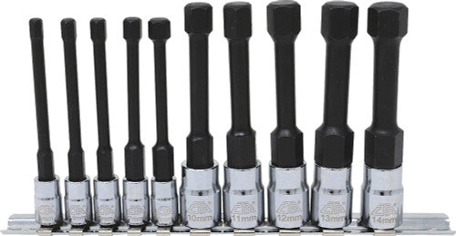 CTA Tools 2244 10-Pc 1/4" & 3/8" Drive Metric Hex Bit Socket Set with Reduced Shank, 5-14MM - MPR Tools & Equipment