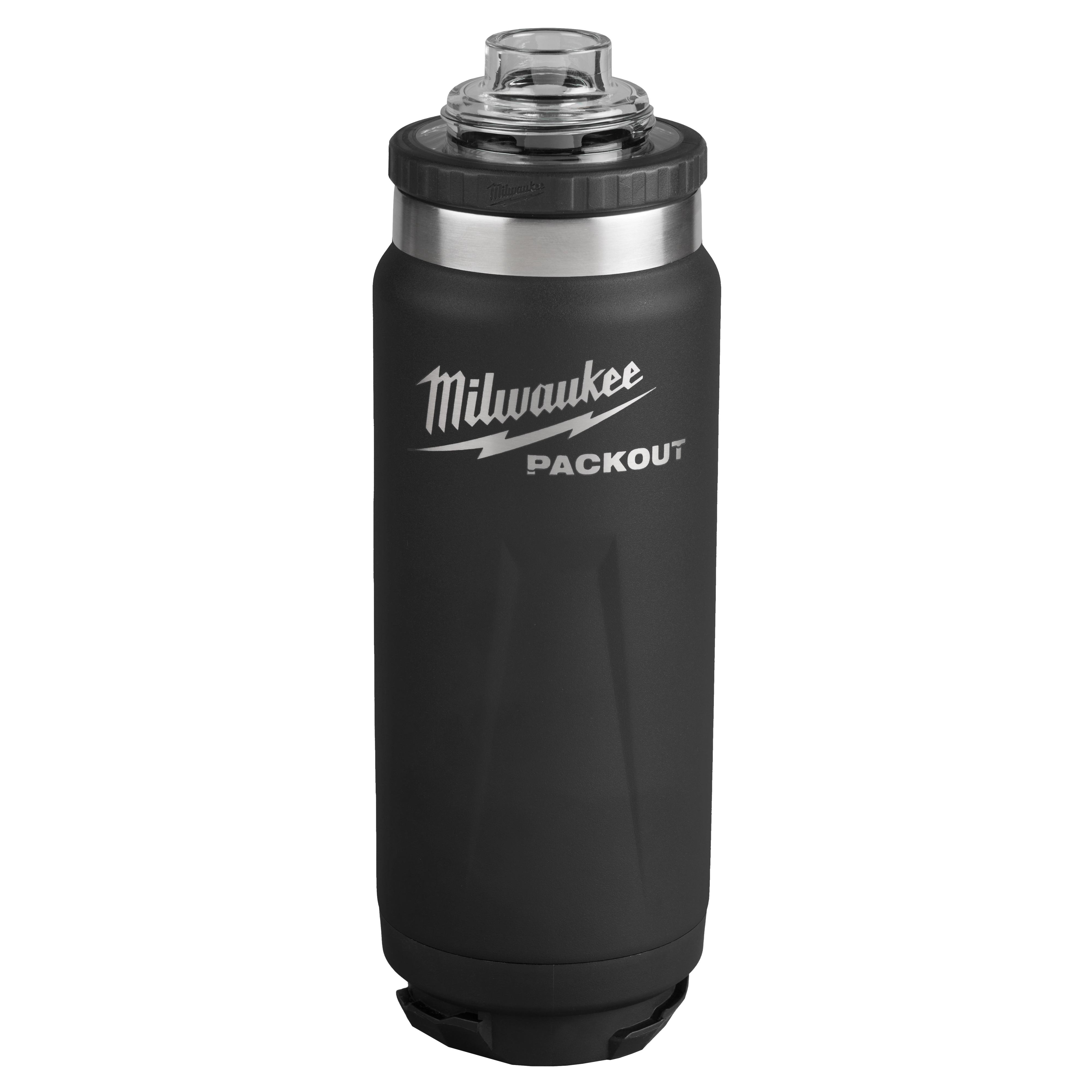 Milwaukee Tool PACKOUT 24oz Insulated Bottle with transparent Chug Lid detail view