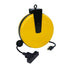Alert Stamping ProReel ALT-5000A-30GF-CB yellow retractable cord reel with tri-tap outlet, front angle view