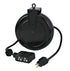 Alert Stamping ALT-5020TF-4C 20ft Retractable Cord Reel front view with 4-outlet tap and plug