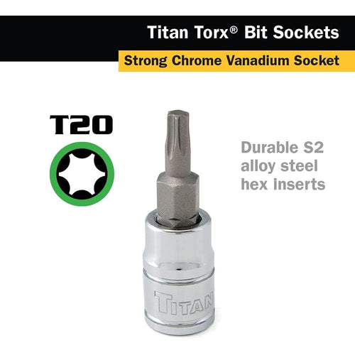 Titan Tools 66920 T20 1/4 po. Douille d'embout Drive Star