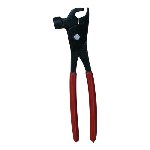AME International 51400 Wheel Weight Truck Pliers with red soft-grip handles and black oxide steel finish
