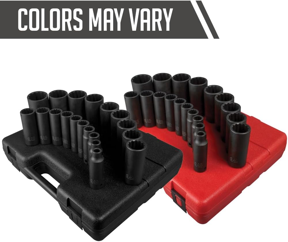 Sunex Tools 2820 1/2 in. Drive 12-Point SAE Deep Impact Set, 19 Piece