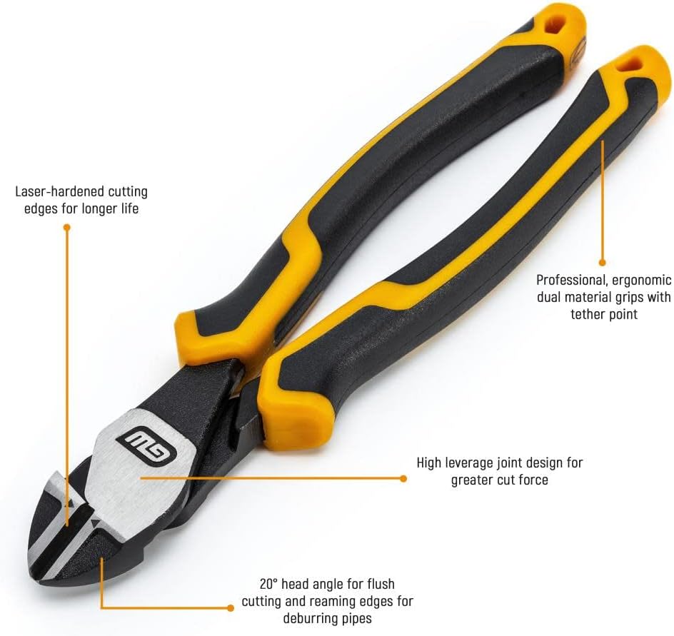 GearWrench 82179C-06 8" PIT-BULL DIAGONAL CUTTING PLIERS W/ CUSION GRIP, AWG8 CUT CAPACITY