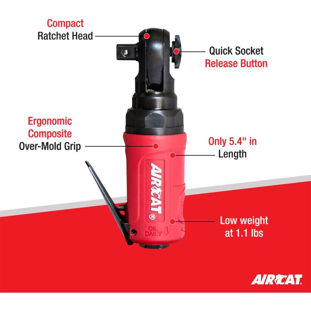 AirCat 807 3/8" Mini Palm Ratchet 35 ft-lb 350 RPM