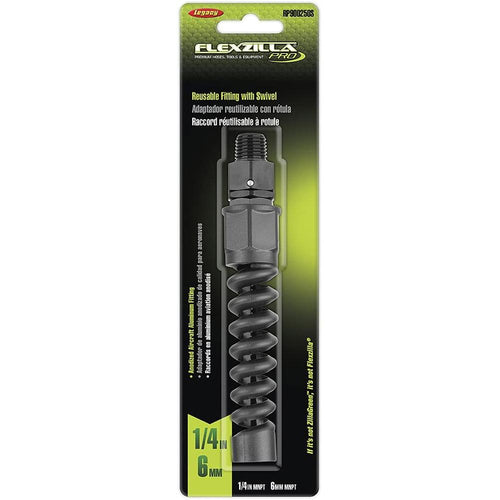 Legacy Manufacturing RP900250S Flexzilla Pro Raccord de tuyau d'air réutilisable avec pivot, 1/4" Barb, 1/4" MNPT