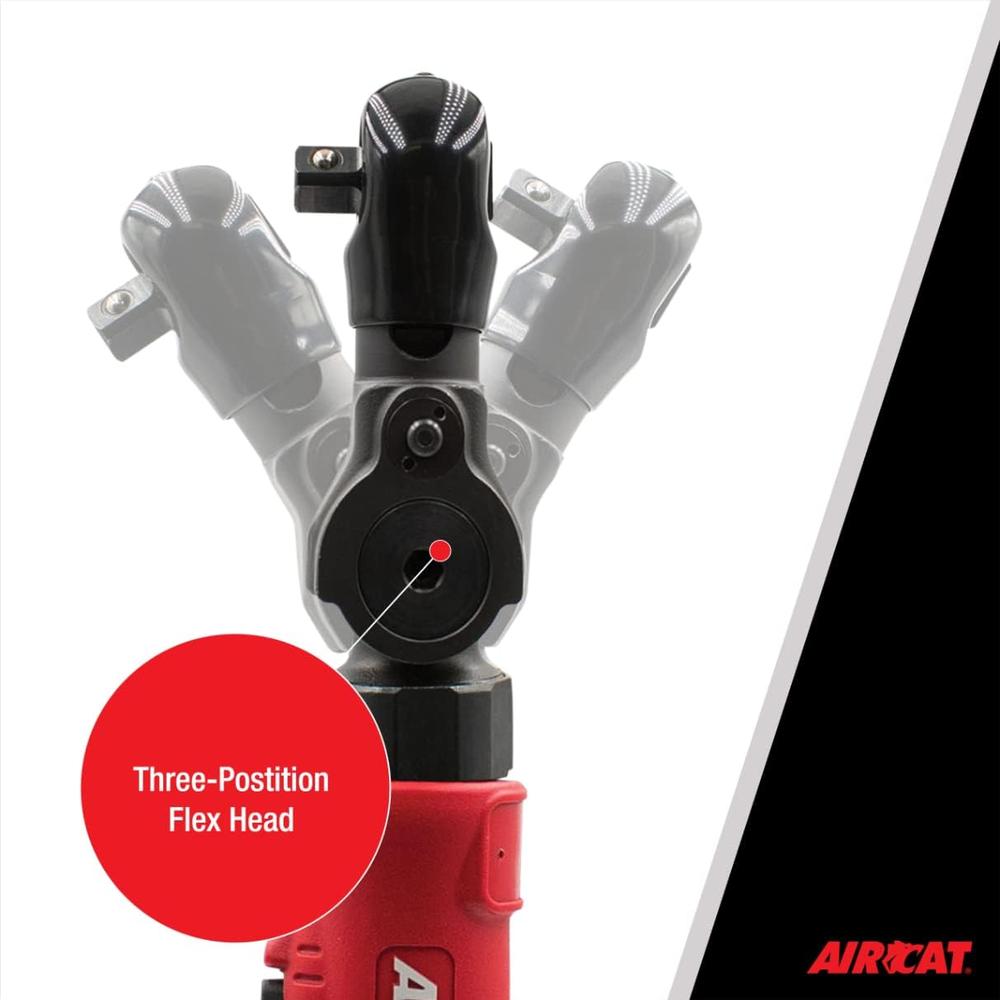 AirCat 811 1/4" 30° FLEX HEAD RATCHET, 3-POSITION FLEX HEAD DESIGN, 35 FT-LBS, 240 RPM