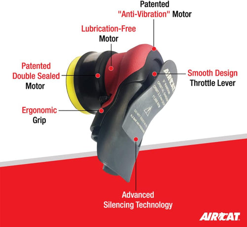 AirCat 6700-3-336 Ponceuse à paume 3" 3/16" Orbit Small Rouge/Noir
