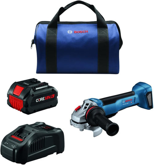 Bosch GWS18V-10PB14 18V Brushless 4-1/2 – 5 In. Angle Grinder Kit with No Lock-On Paddle Switch and (1) CORE18V® 8 Ah High Power Battery