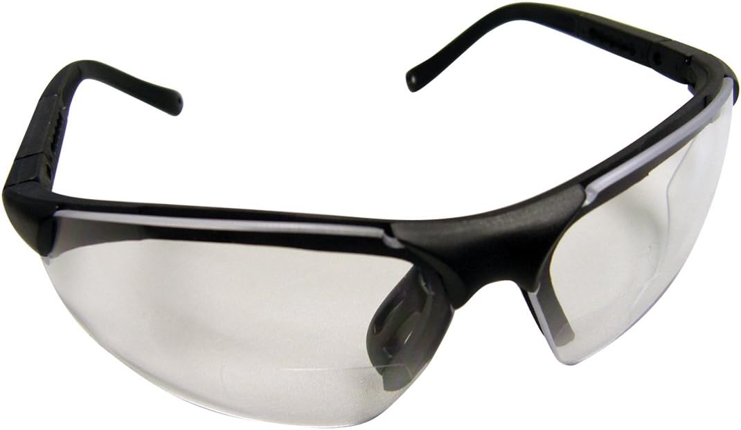SAS Safety 541-2000 Sidewinder Readers Safety Glasses -Black Frame - Clear 2.0 X Reader Lens - Polybag