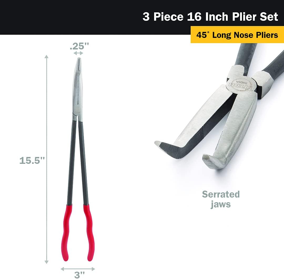 Titan Tools 60787 3 pieces 16 in. Long Nose Pliers Set