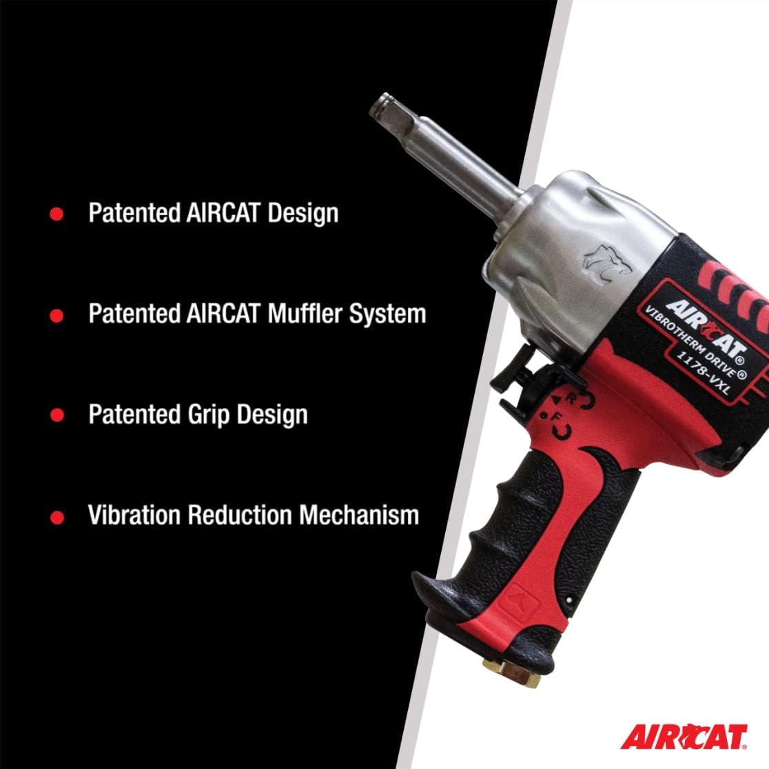 AirCat 1178-VXL-2 1/2" VIBROTHERM DRIVE COMPOSITE IMPACT WRENCH WITH 2" EXTENDED ANVIL, 950 FT-LBS