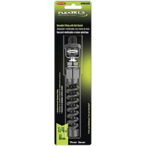 Legacy Manufacturing RP900250BS Raccord réutilisable pour tuyau d'air Flexzilla Pro avec rotule pivotante, 1/4" Barb, 1/4" MNPT