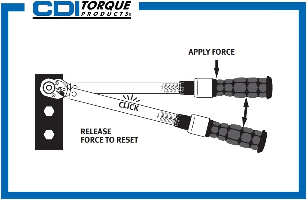 CDI Torque Products 10002MRMH 3/8" Drive Metal Handle Click Type Torque Wrench, Torque Range 150 to 1000-
