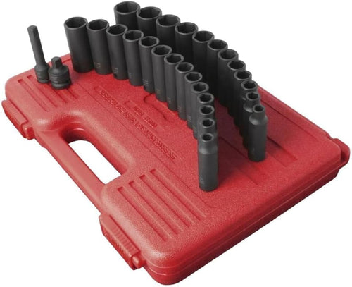Sunex Tools 3360DD 28 Piece 3/8 in. Drive Master Deep Metric and Fractional Impact Socket Set