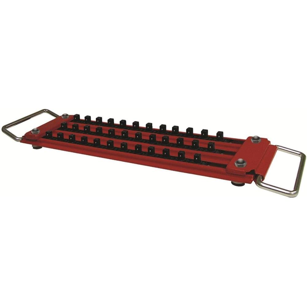 Gain de temps pour mécaniciens LASTRAY38 PLATEAU VERROUILLABLE À 3 RANGÉES DE 3/8 PO, CONTENU 36 PRISES, ROUGE