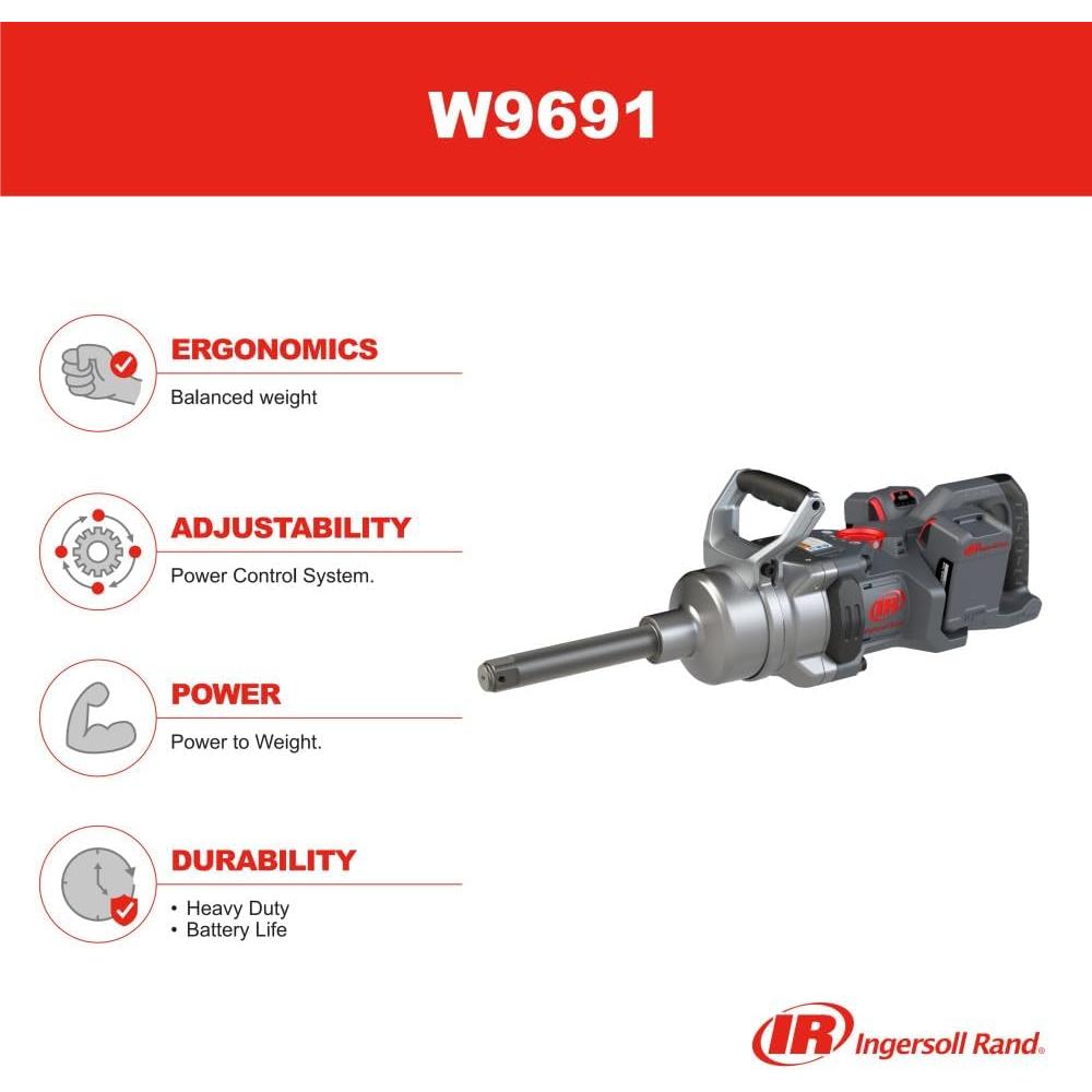 Ingersoll Rand W9691 Cordless, Impact Wrench, 20V DC, 3,000 ft-lb Breakaway Torque