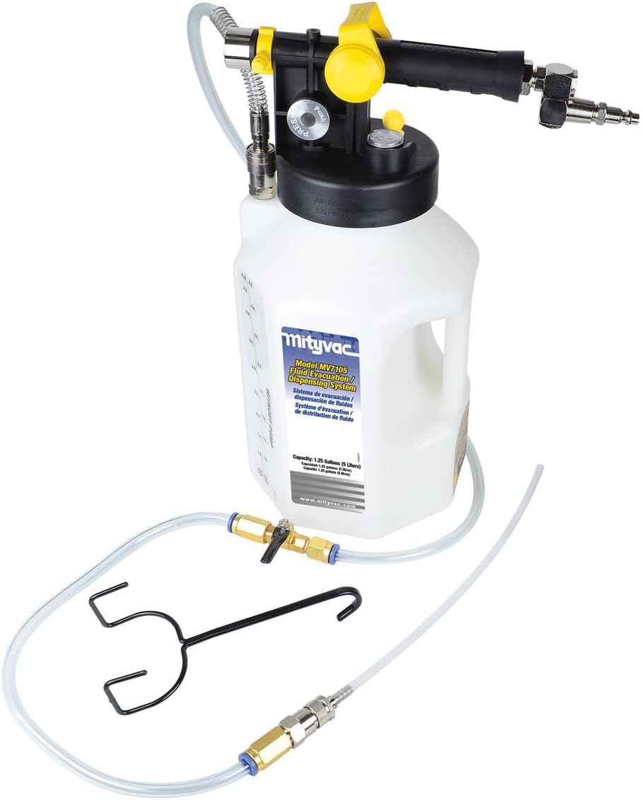 Mityvac MV7105 EVACUATEUR/DISTRIBUTEUR DE LIQUIDE DE CAPACITE DE 5 L (1,2 GALLON), INCL. TUYAU FLEXIBLE AVEC VALVE DE CONTRÔLE ET MANCHON D'ÉVACUATION DE 12"