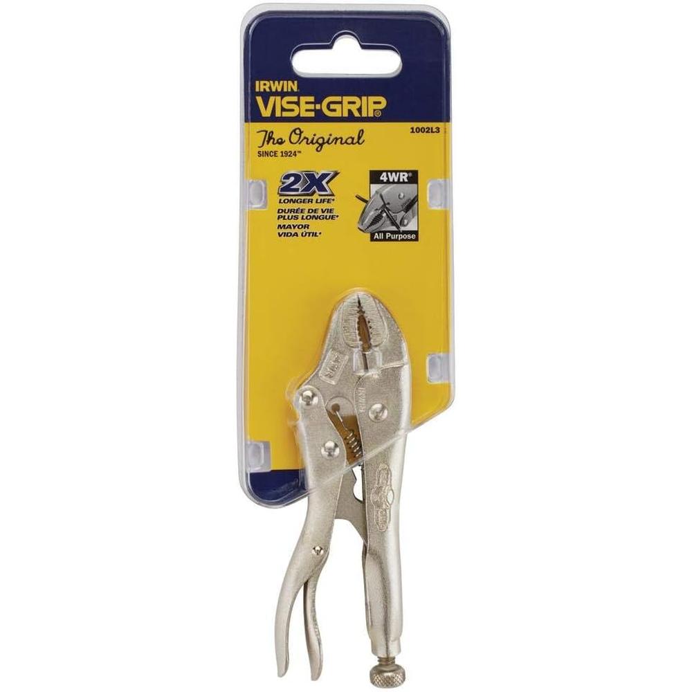 IRWIN VISE-GRIP 1002L3 4" Curved Jaw Locking Pliers with Wire Cutter