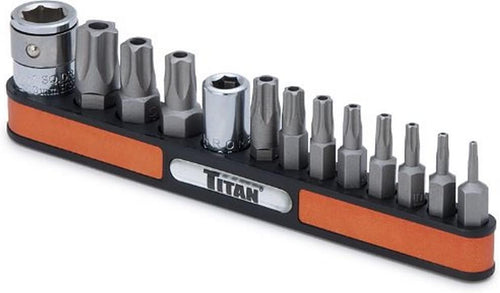 Titan Tools 16137 Lot de 13 douilles inviolables 5 lobes étoiles TR8-TR55