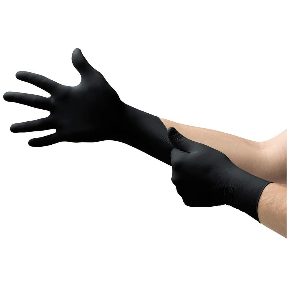 Microflex N643 ONYX N64,SU,EXAM,NIT, TXT FING, BD CUFF,PF, BLK,SZ L