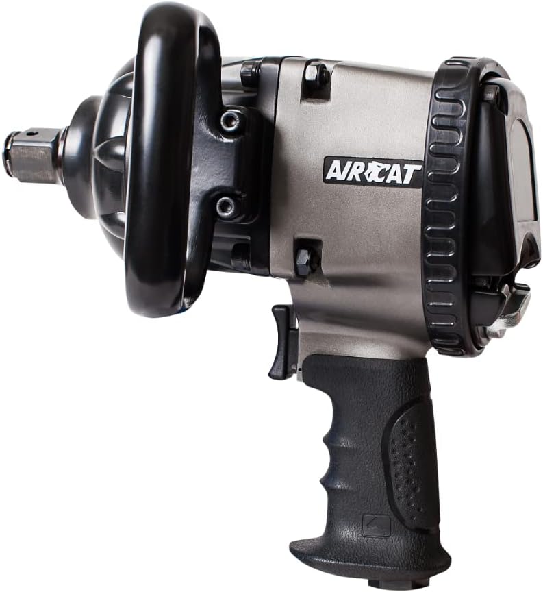 AirCat 1880-P-A 1" Drive Pistol Style Impact Wrench. Large. Silver & Black