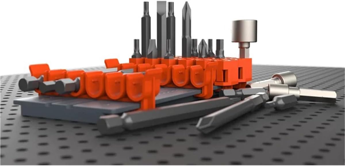 Tool Grid TGH-HXBT Hex Bit Holder Kit lifestyle shot with hex bits and driver bits organized on a tool storage board