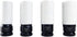 Astro Pneumatic 7404 Flank Bite Lug Nut Sockets 17mm, 19mm, 21mm, 22mm with spinning white protective sleeves on white background
