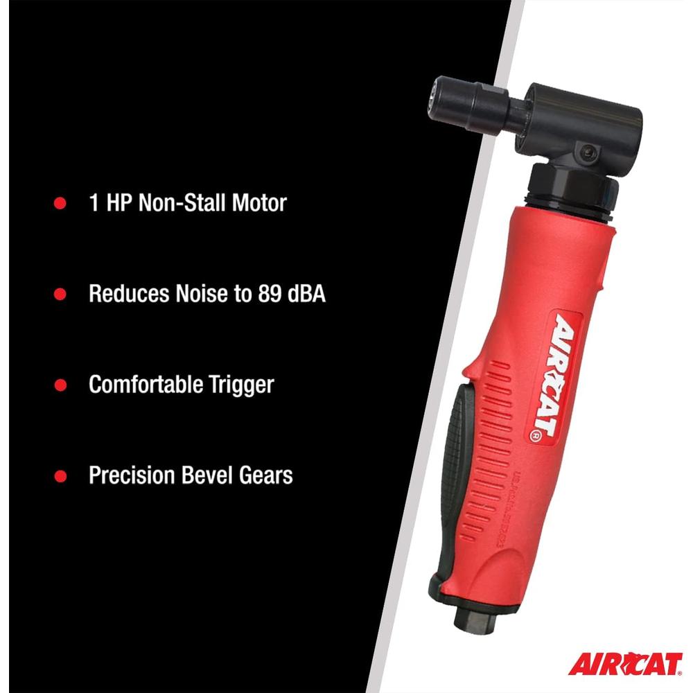 AirCat 6265 1 hp Composite Angle Die Grinder comes with a 2" & 3" Back-up Pads. Small. Red & Black