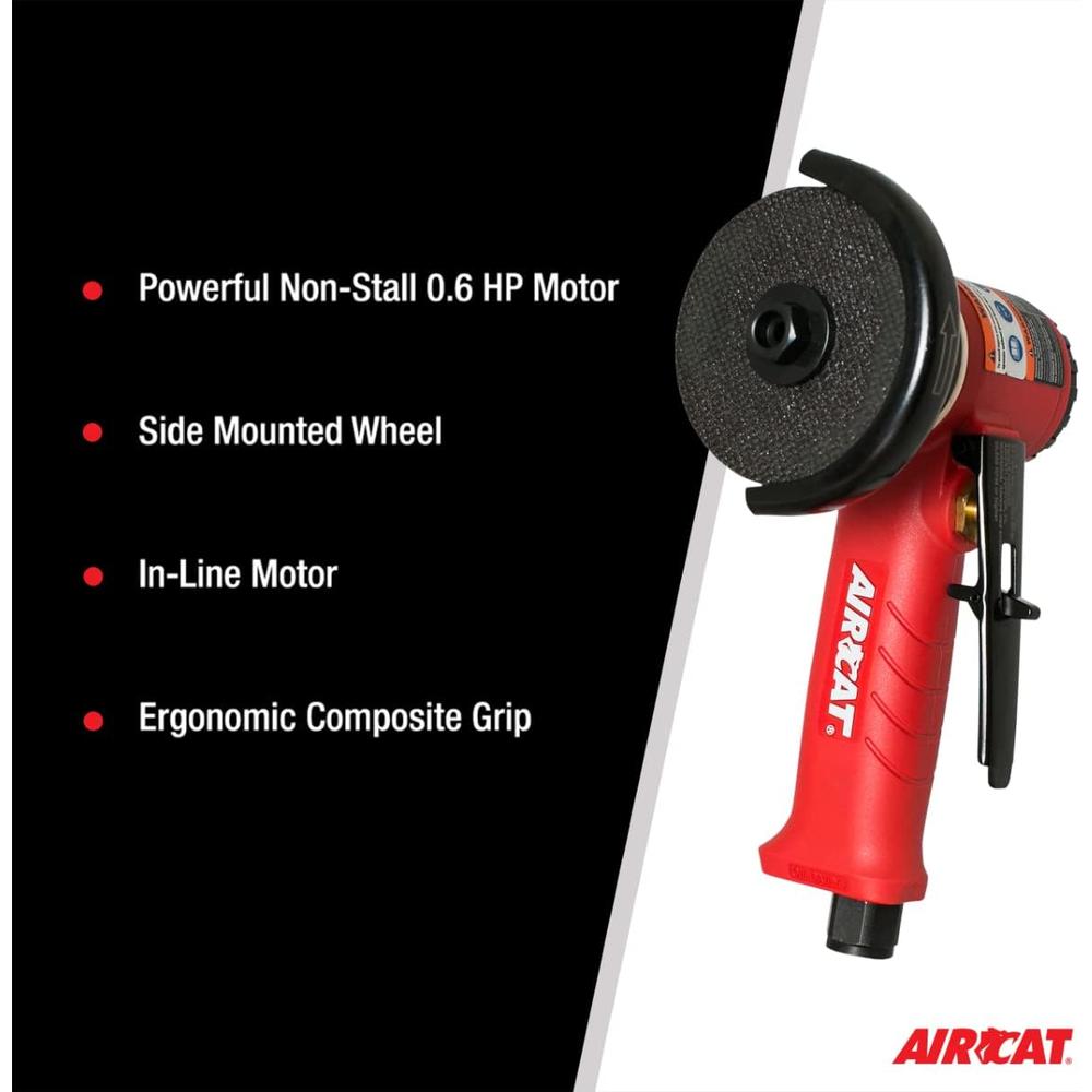 AirCat 6525-A Inline Cut-Off Tool w/ Adjustable Guard Small 3" Red & Black