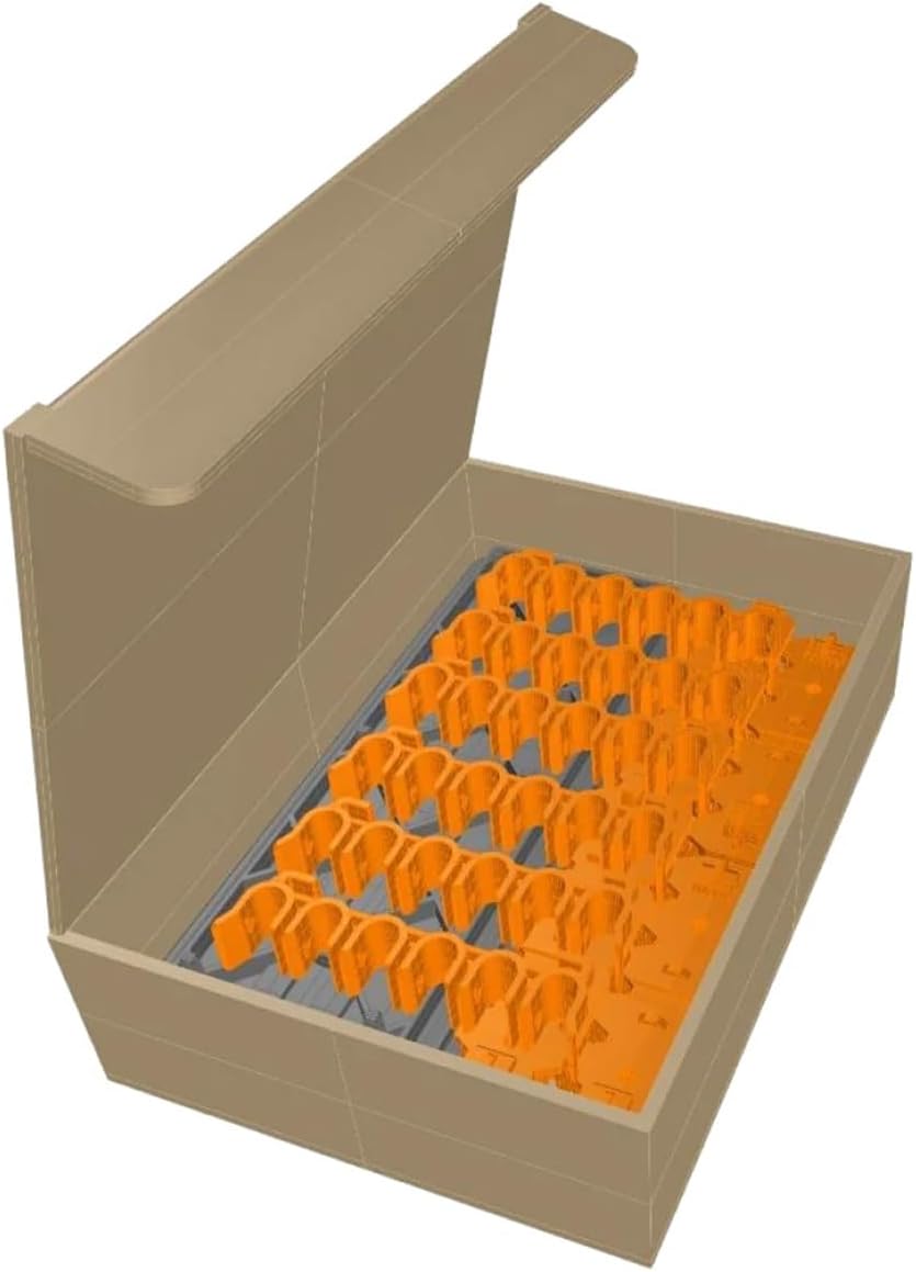 Tool Grid TGH-HXBT Hex Bit Holder Kit packaged contents showing orange clip and honeycomb holders on gray platform