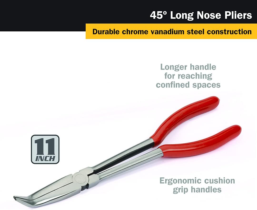 Outils Titan 60773 11 po. Pince à bec long 45°