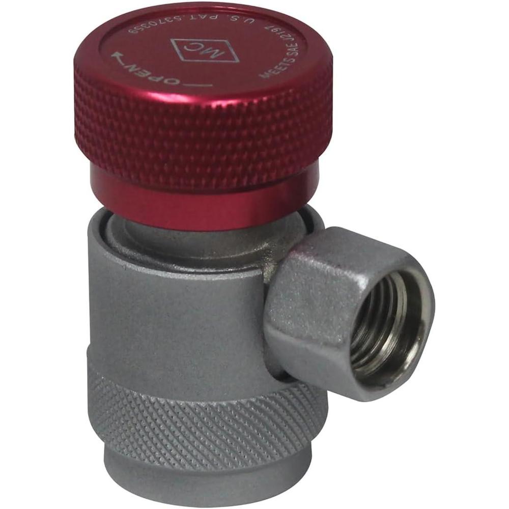 Mastercool 82834-SL Red/Silver 14mm-F x 16mm High-Side Manual R134a Safety Lock Coupler