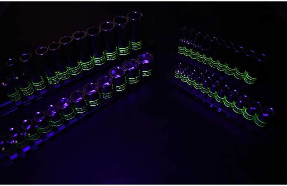 Astro Pneumatic 4143 43pc Hi-Vis Glowing 1/4" & 3/8" Drive Shallow & Deep 6pt. Metric Socket Set