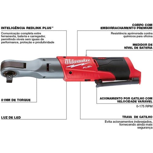Milwaukee Tool 2558-20 M12 FUEL 12 V Lithium-Ion sans fil à cliquet 1/2" (outil nu uniquement – ​​Batterie et chargeur non inclus)