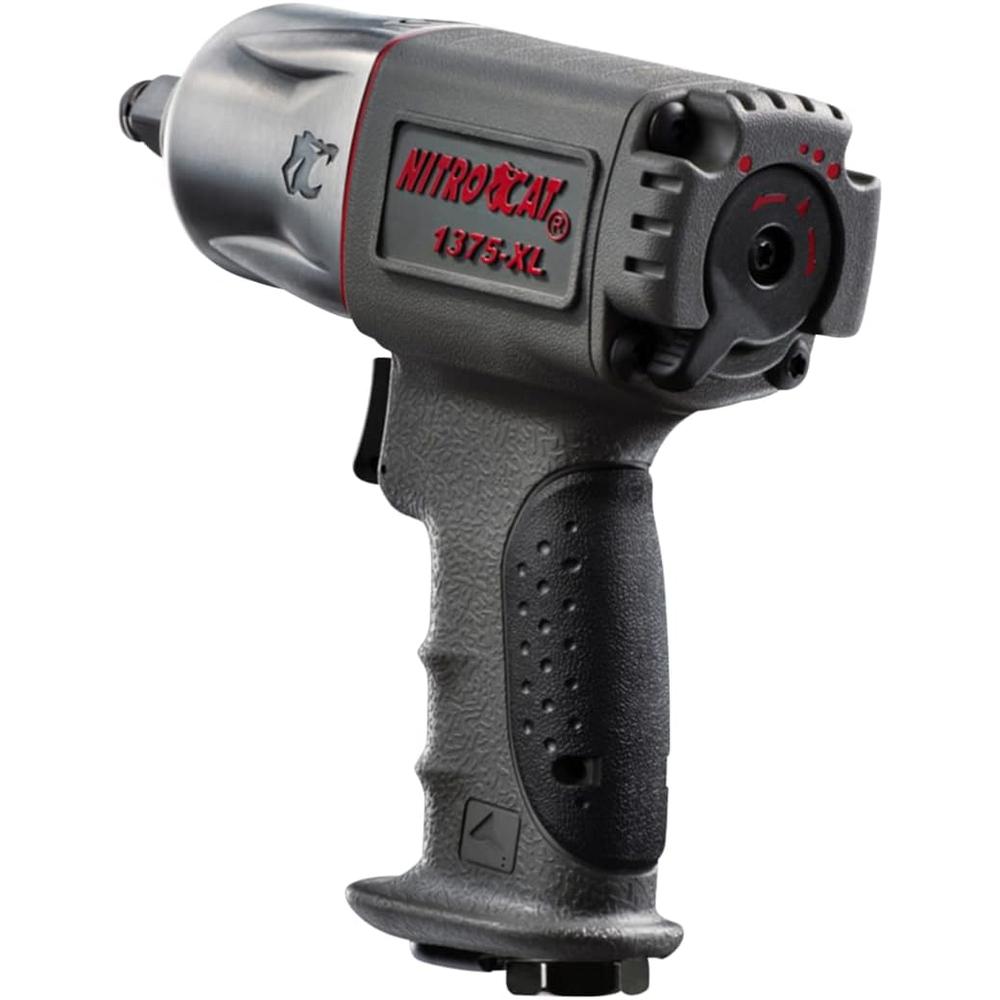 NitroCat 1375-XL 1/2-Inch Mini Composite Air Impact Wrench with Twin Clutch Mechanism
