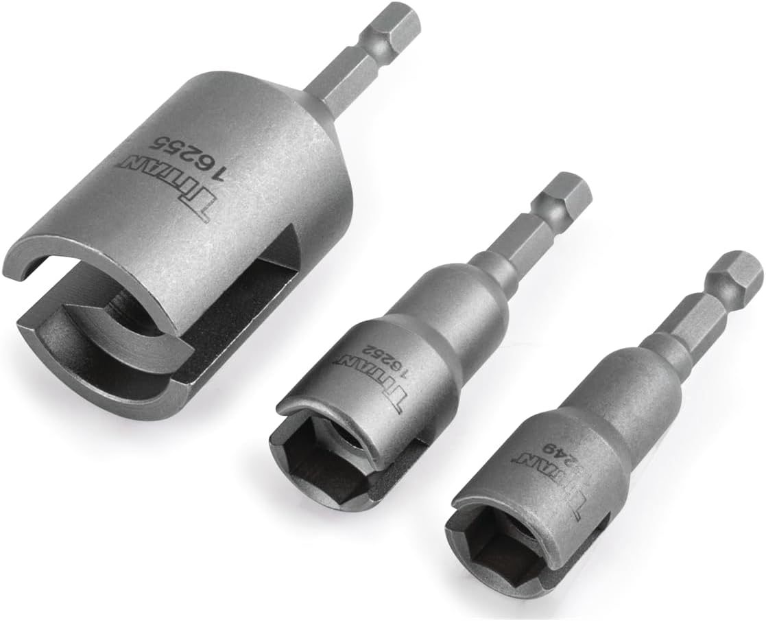 Titan Tools 16239 3-pc Impact Grade Slotted Wing Nut Driver Set, 7/16", 1/2", 15/16" (9, 12, 15mm), 1/4" Hex Shank