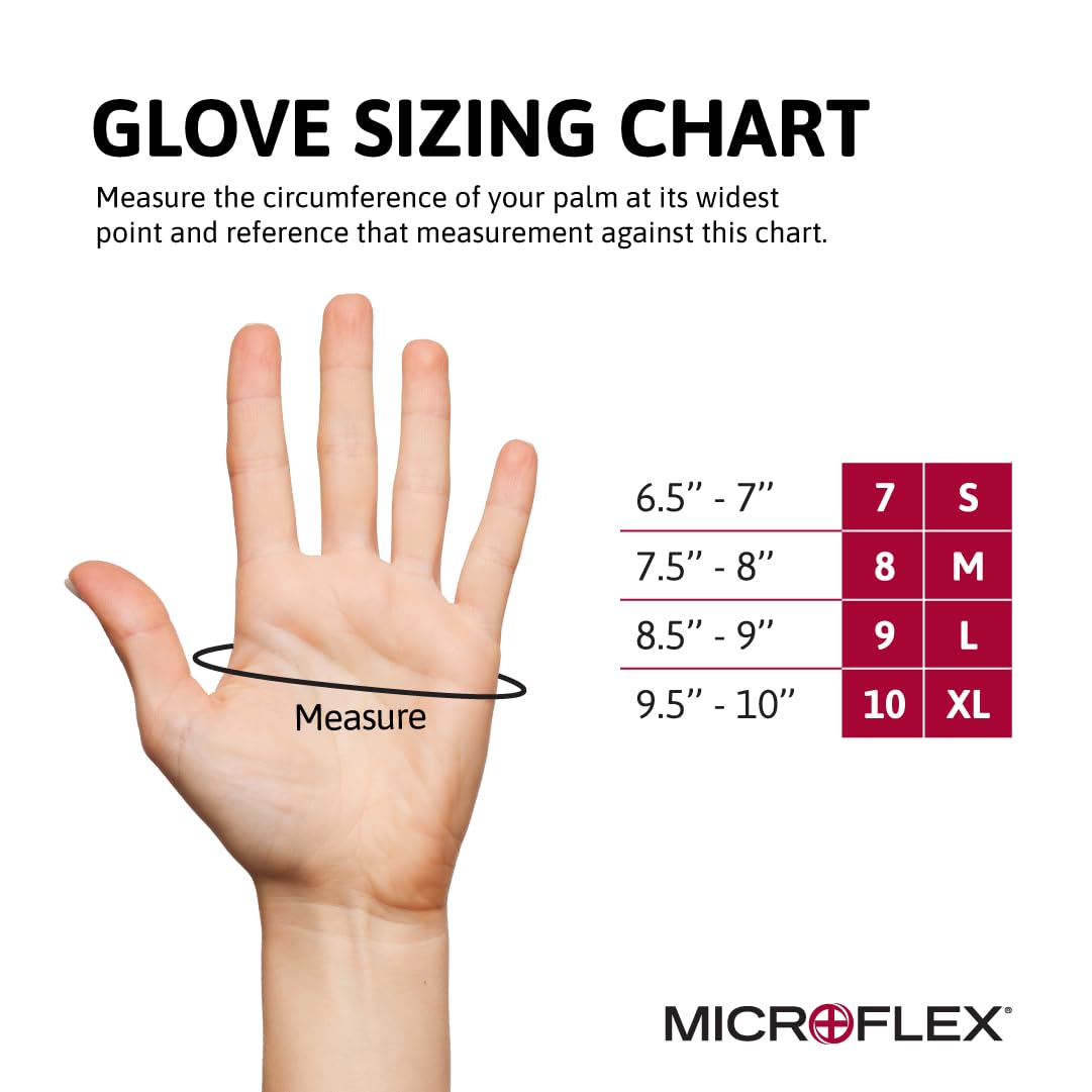Gants jetables en latex Microflex SG-375, taille L, boîte de 50 unités