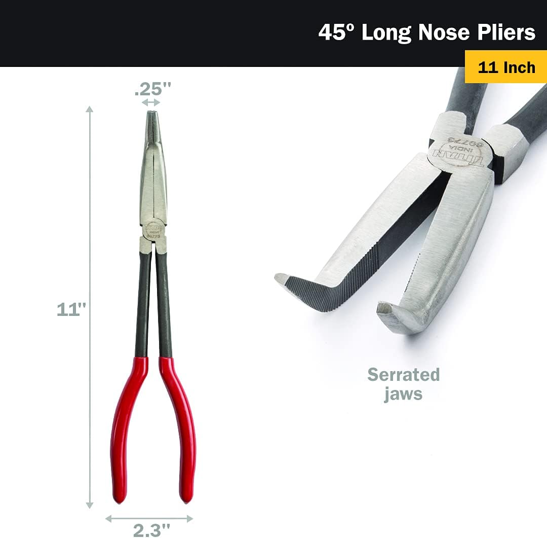 Outils Titan 60773 11 po. Pince à bec long 45°