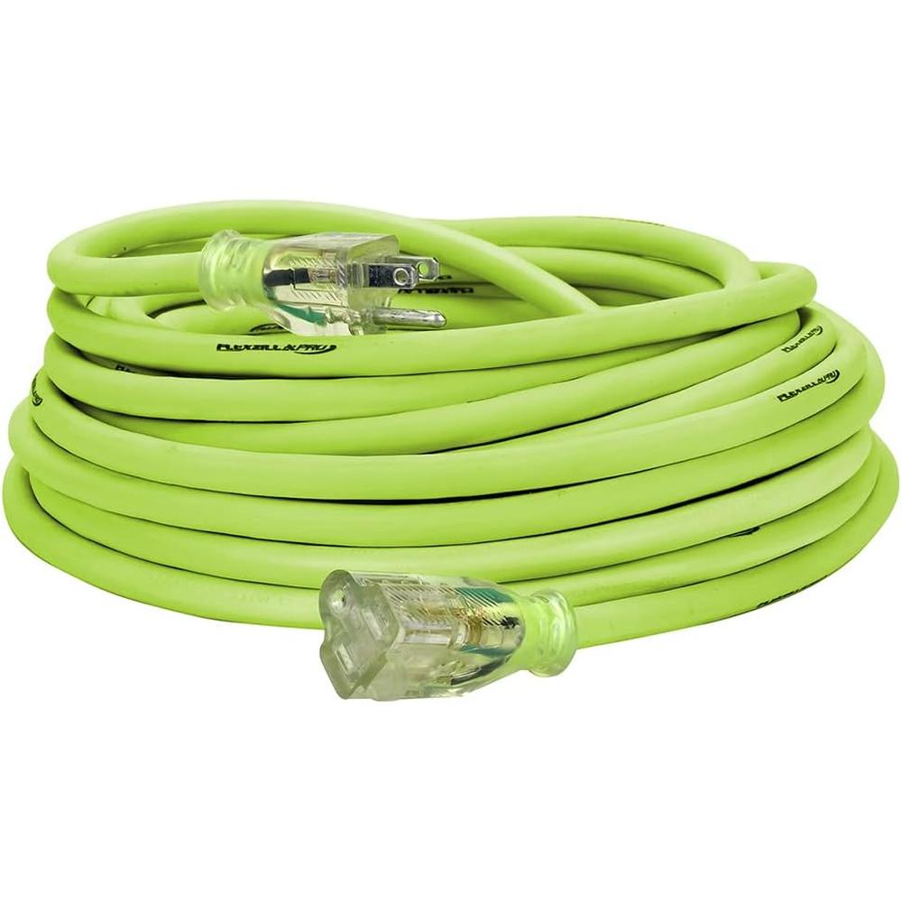 Fabrication héritée FZ512830 50 pi. RALLONGE FLEXZILLA PRO, 12/3 SJTW, FICHE ÉCLAIRÉE, INTÉRIEUR/EXTÉRIEUR, ZILLAGREEN, 1875W, 15A