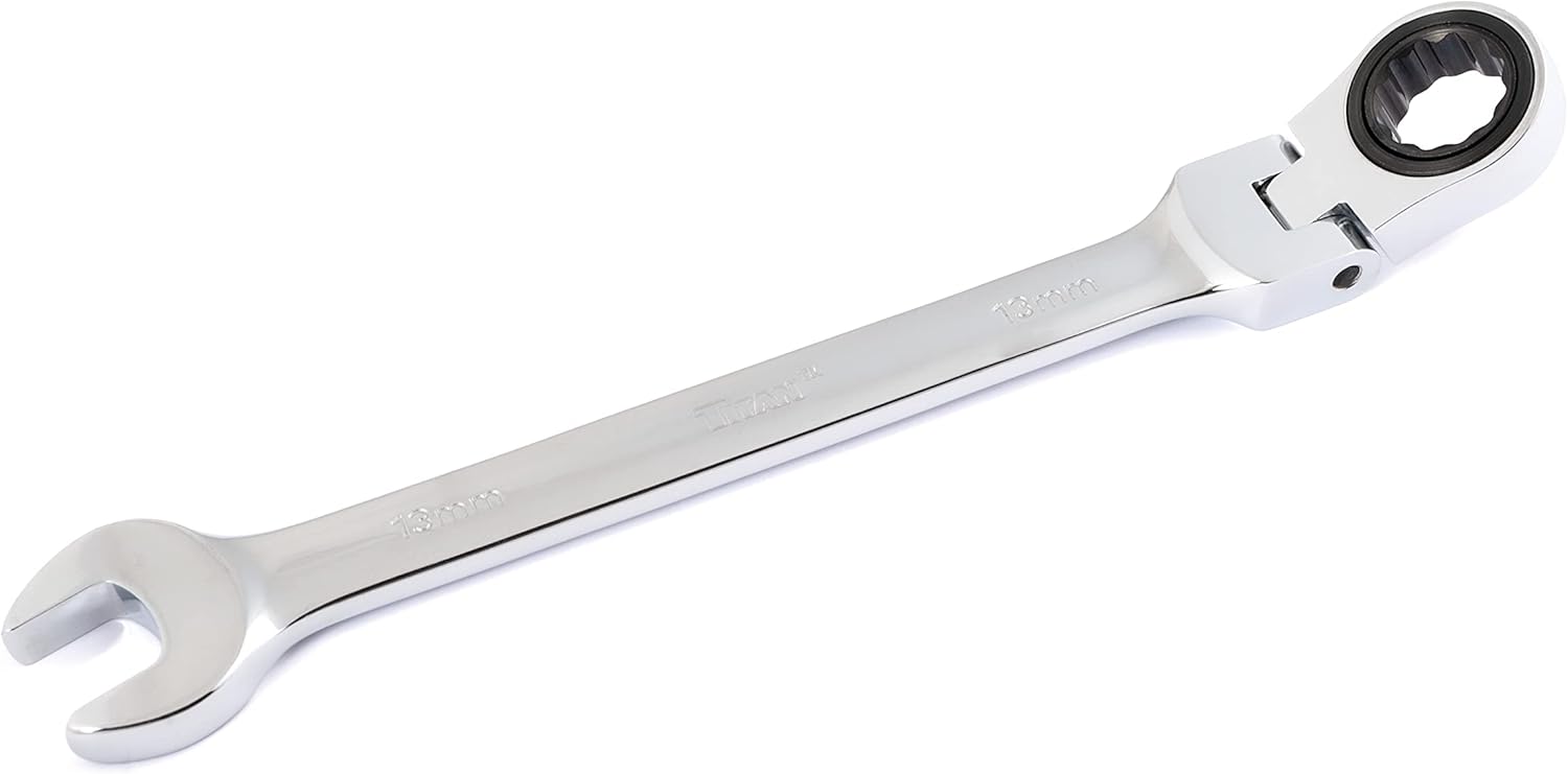 Titan Tools 12813 13 Mm 12 Pt. Flex-Head Ratcheting Combination Wrench