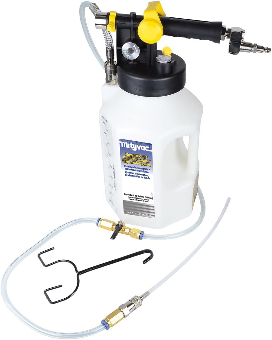 Mityvac MV7105 EVACUATEUR/DISTRIBUTEUR DE LIQUIDE DE CAPACITE DE 5 L (1,2 GALLON), INCL. TUYAU FLEXIBLE AVEC VALVE DE CONTRÔLE ET MANCHON D'ÉVACUATION DE 12"