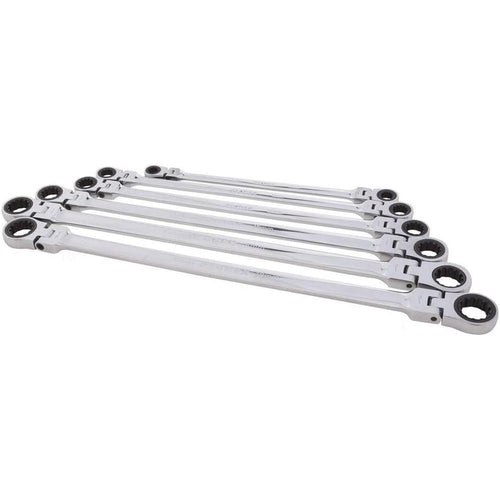 Sunex Tools 9923 SAE Extra Long Double Box Flex Head Ratcheting Wrench Set, 5/16 x 3/8 in. - 11/16 x 3/4 in., CR-MO, 4 pieces