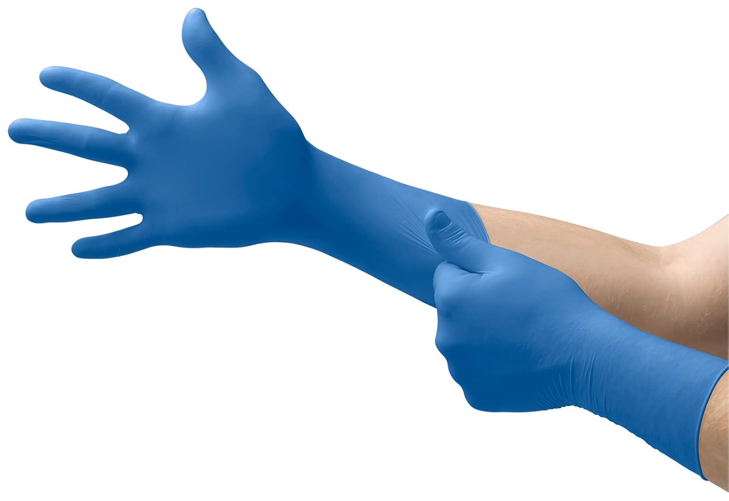 Gants d'examen Microflex SG-375-XL-Box Safegrip, latex PF, texturé, manchette allongée, bleu, XL (lot de 50)