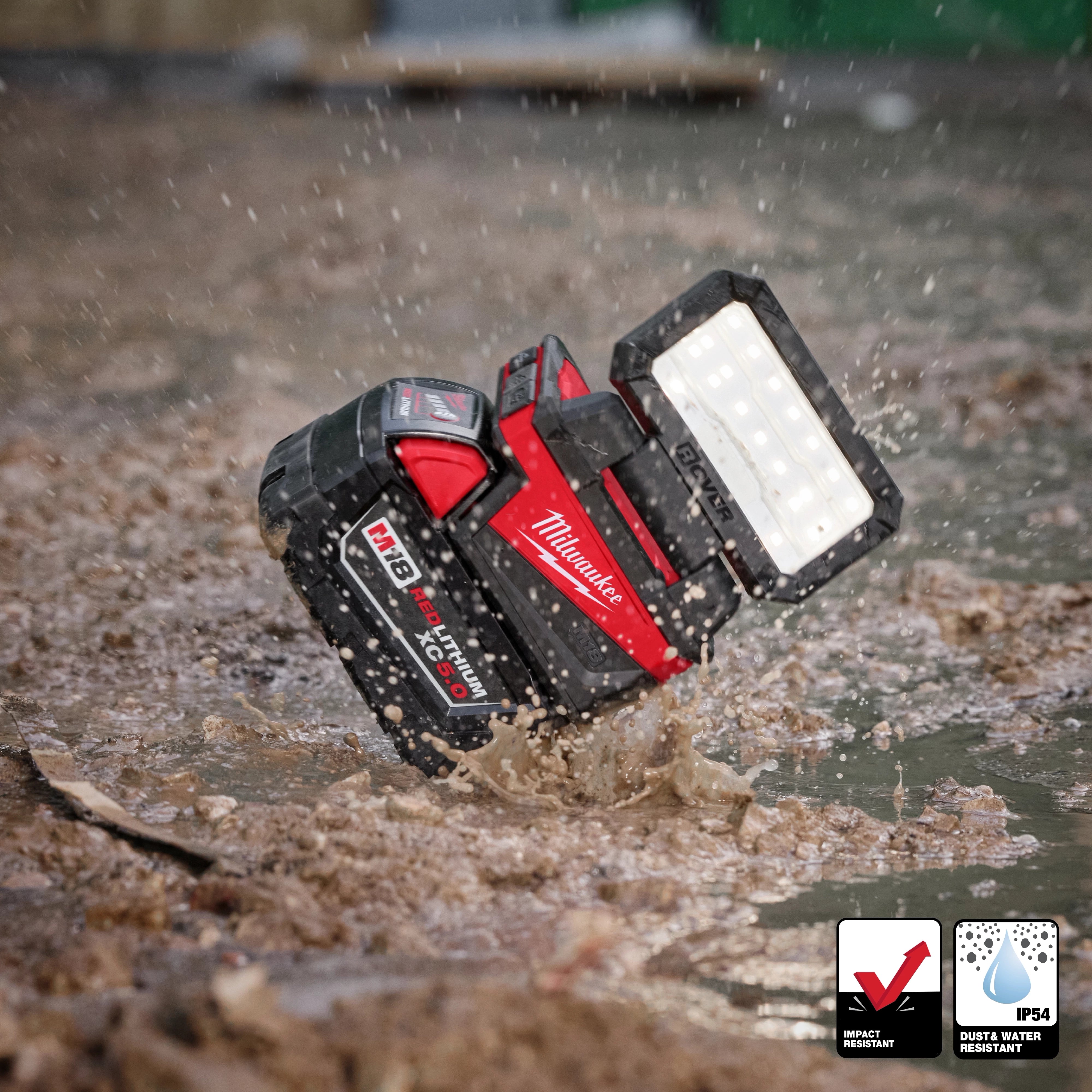 Milwaukee Tool 2359-20 M18 ROVER Flood Light displaying 4 output modes panel