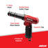 Aircat 5250-A-T Air Hammer feature callout diagram showing 3-inch piston stroke, variable speed feather trigger, quick change chisel retainer, ergonomic grip, and 4-position air regulator